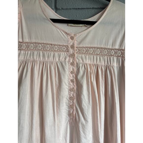 Vintage Y2K Women's Victoria Secret Lace Pink Long Sleeve 100% Cotton Nightgown - Picture 2 of 7